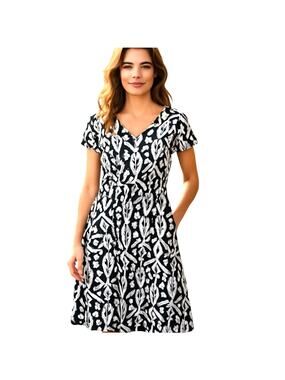 Women's 22W Short Sleeves Black Maxi Sun Dress Plus Size 3X 3XL 3XXX 22 W
